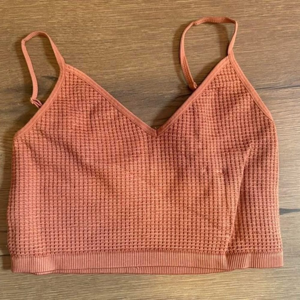 Textured Coral Crop Top